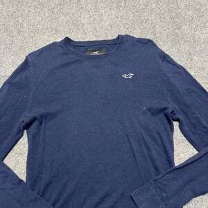 Hollister California Men's Navy Crewneck Sweater Size S Long Sleeve Knit